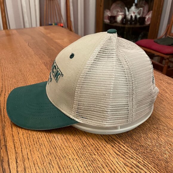 Men's Stock Building Supply Green/Tan Hook and Loop Mesh Back Trucker Hat Cap* - Picture 6 of 12